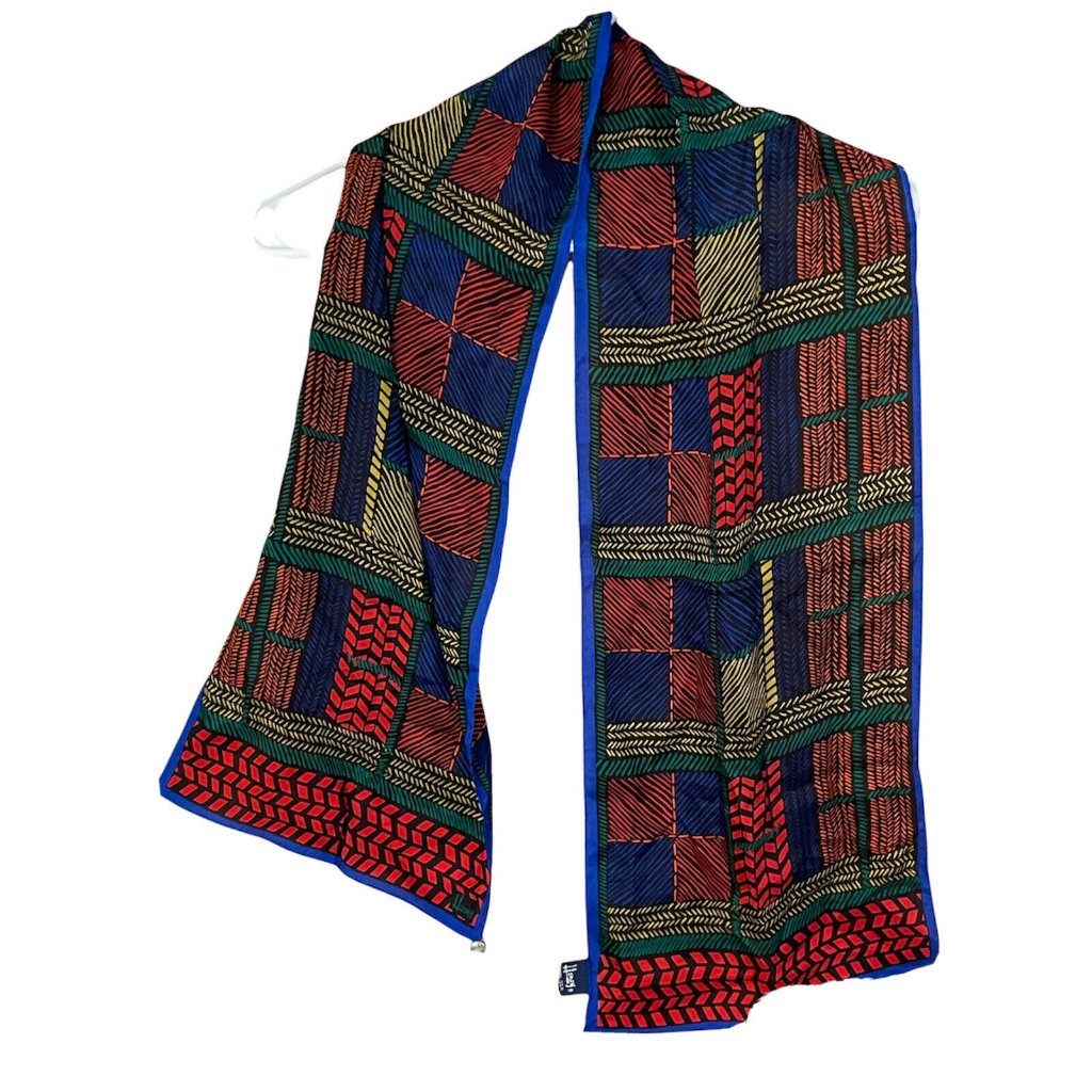 Honey 10x52 Rectangle Geometric Silk Scarf Button